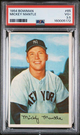 1954 BOWMAN #65 MICKEY MANTLE PSA 3.5