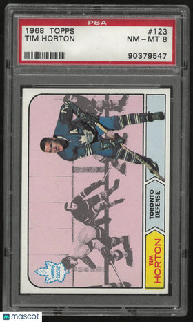 1968 Topps Hockey Tim Horton PSA 8