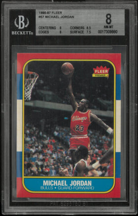 1986-87 Fleer Basketball Michael "GOAT" Jordan RC Rookie BGS 8 #57