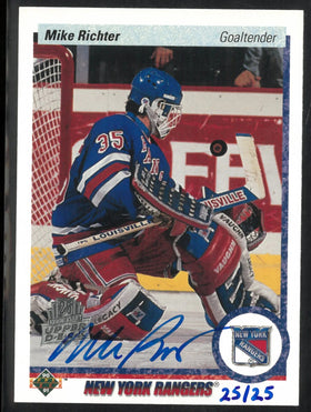 1990-91 Upper Deck Autographed Mike Richter Rookie RC /25