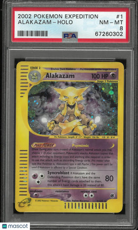 2002 Pokemon Expedition Holofoil Alakazam 1/165 PSA 8