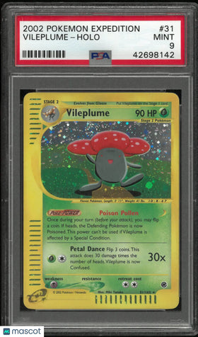 2002 Pokemon Expedition Holofoil Vileplume 31/165 SWIRL PSA 9
