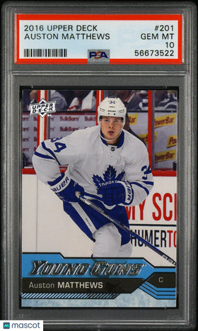 2016-17 Upper Deck Series One Auston Matthews Young Guns RC Rookie #201 PSA 10