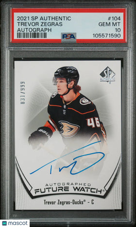 2021 UD SP Authentic Trevor Zegras RC Future Watch Auto /999 PSA 10