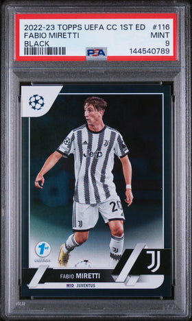 2022 Topps UEFA Club Competitions 1st Edition Black Fabio Miretti 1/10 /10 PSA 9