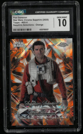 2025 Topps Chrome Star Wars Sapphire Selections Poe Dameron Orange /25 CGC 10