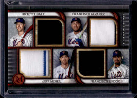 2023 Topps Museum Collection Baty/Alvarez/McNeil/Lindor #FPQR-BAML Quad Relic