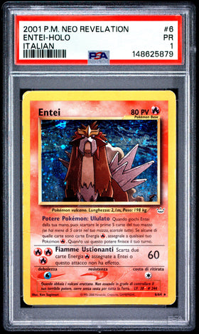 Entei Holo PSA 1 2001 Pokemon Italian Neo Revelation #6 POP 1