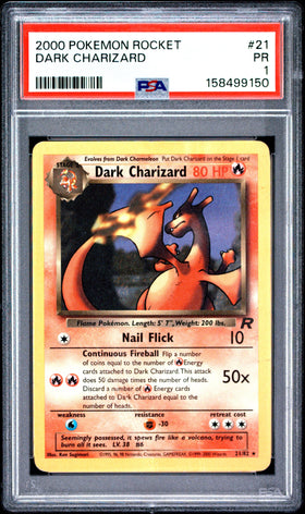 Dark Charizard PSA 1 2000 Pokemon Rocket #21