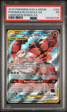 Pheromosa & Buzzwole GX PSA 1 2019 Sun & Moon Unbroken Bonds #192 POP 3