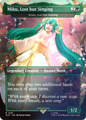 Azusa, Lost but Seeking (SLD-1597★) - Secret Lair Drop / Miku, Lost but Singing (Borderless) Foil
