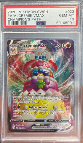 2020 POKEMON SWORD & SHIELD CHAMPION'S PATH FA/ALCREMIE VMAX CHAMPION'S PATH #023 PSA 10
