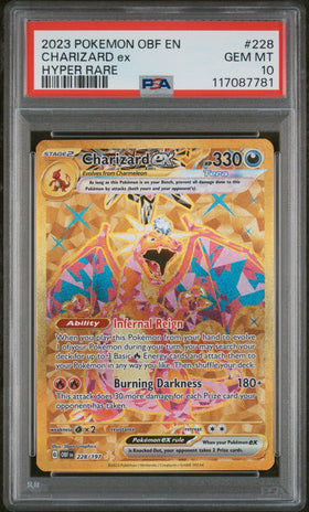 2023 POKEMON OBF EN-OBSIDIAN FLAMES #228 CHARIZARD EX HYPER RARE PSA 10