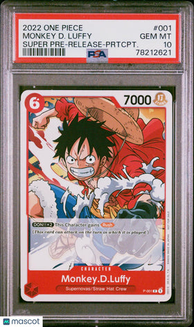 Monkey D. Luffy Super Pre-Release-Prtcpt. PSA 10 #001 2022 One Piece Promos