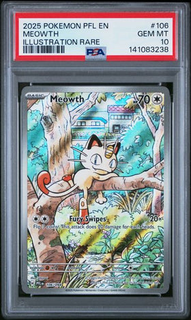 2025 POKEMON PHANTASMAL FLAMES MEOWTH #106 PSA 10