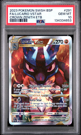 2023 Pokemon SWSH Black Star Promo - #SWSH291 Lucario VSTAR - Crown Zenith ETB - PSA Graded Card