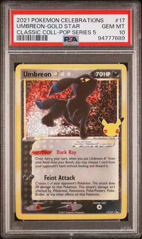 2021 POKEMON CELEBRATION CLASSIC UMBREON GOLD STAR #17 PSA 10