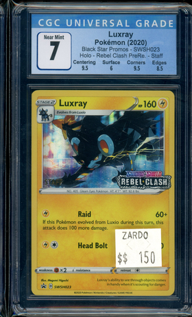 CGC 7 Luxray Black Star Promo -STAFF -Rebel Clash