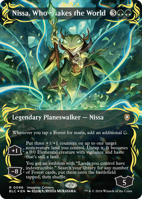 Nissa, Who Shakes the World (BLC-096) - Bloomburrow Commander (Borderless) Foil