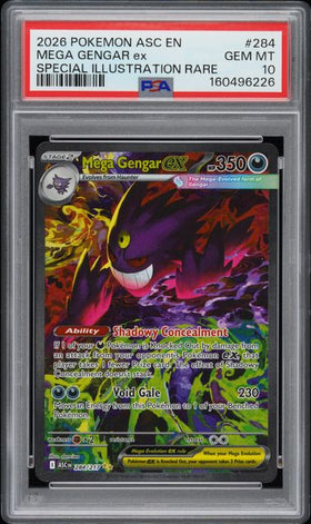 2026 POKEMON ASC EN-ASCENDED HEROES MEGA GENGAR EX SPECIAL ILLUSTRATION RARE #284 PSA 10