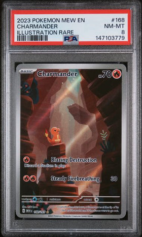 2023 POKEMON MEW EN-151 CHARMANDER ILLUSTRATION RARE #168 PSA 8