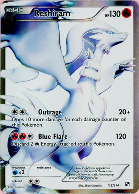 Pokemon Single: Reshiram 113/114 Black & White (2011) Ultra Rare LP
