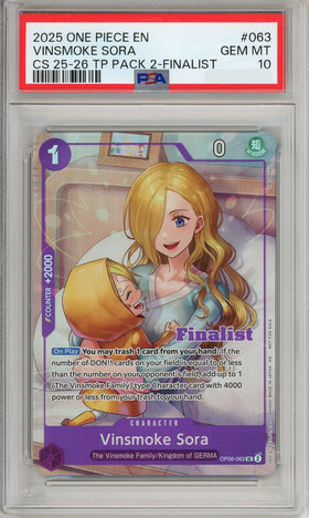 One Piece Graded: Vinsmoke Sora OP06-063 Championship 25-26 Finalist PSA 10