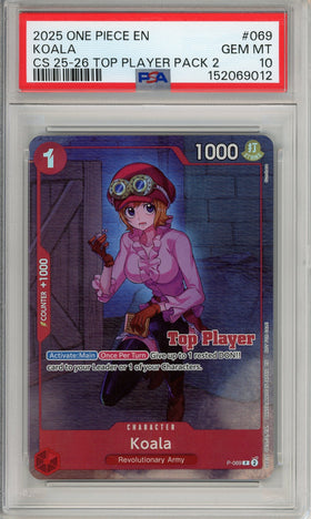 One Piece Graded: Koala P-069 Championship 25-26 Top Player PSA 10