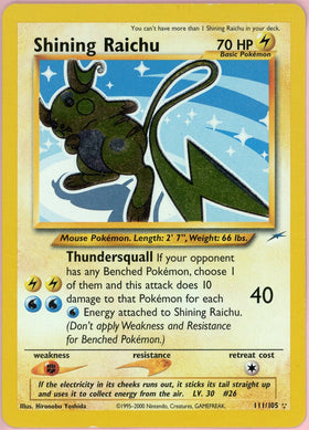 Pokemon Graded: Shining Raichu 111/105 Neo Destiny (2000) Holo LP