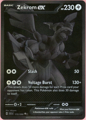 Pokemon Single: Zekrom ex 172/86 Black Bolt (2025) Black Monochrome NM