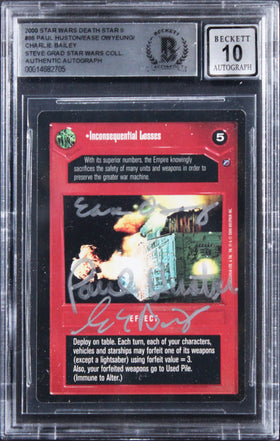 (3) Huston +2 Signed 1997 Star Wars Death Star II #86 Card Auto 10! BAS Slabbed