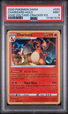 2020 POKEMON VIVID VOLTAGE CHARIZARD CRACKED ICE #25 PSA 9