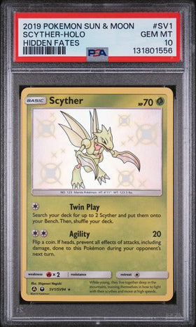 2019 POKEMON HIDDEN FATES SCYTHER #SV1 PSA 10