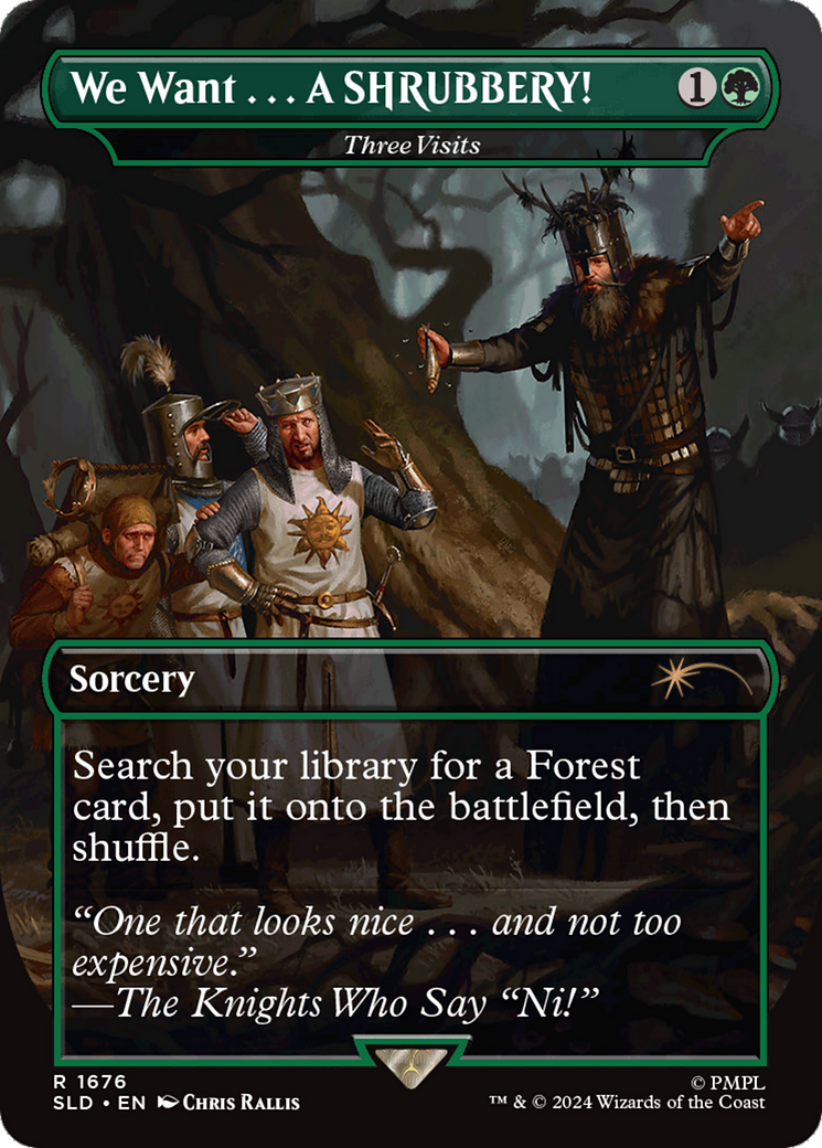 Three Visits (SLD-1676) - Secret Lair Drop / We Want . . . A SHRUBBERY! (Borderless)
