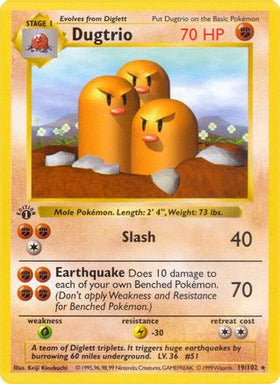 Dugtrio (19/102) - Base Set Shadowless 1st Edition