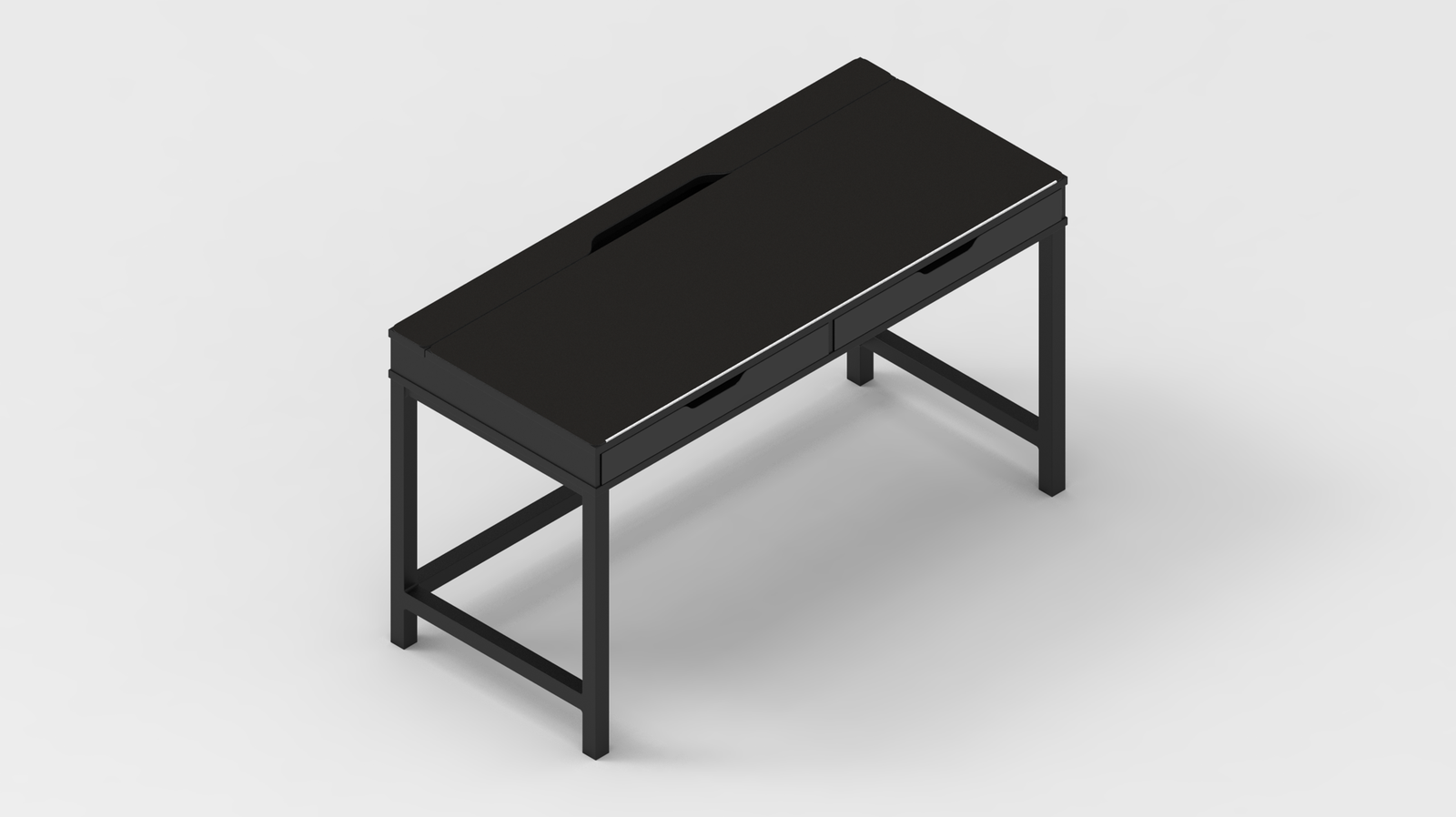 Black w/ White Stitching IKEA ALEX Desk Mat (52" / 132 cm) Full-desk Mouse Pad