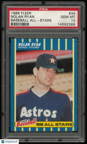 1988 Fleer Baseball All-Stars Nolan RyanePSA 10