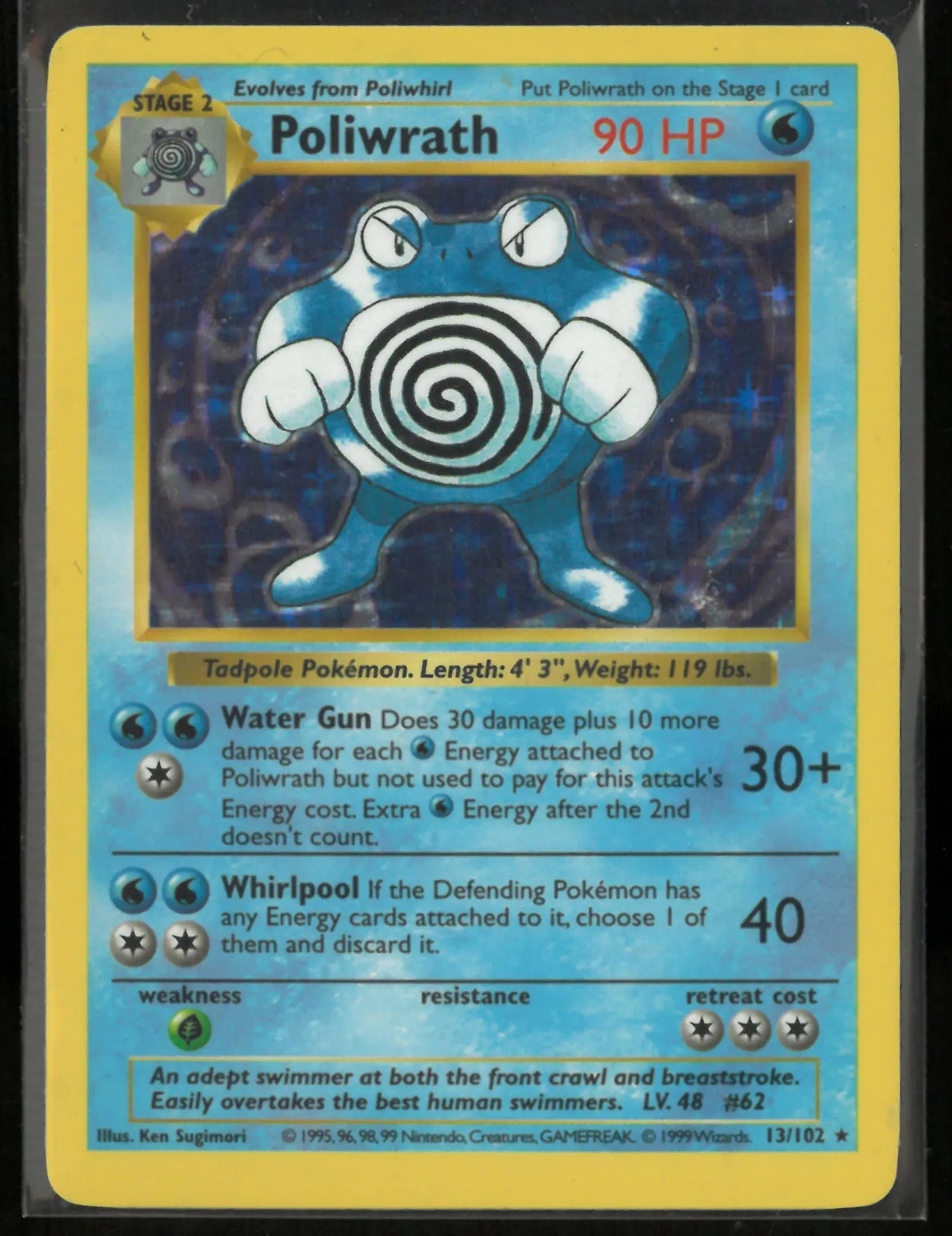 1999 Pokemon Base Set Unlimited Poliwrath Holo Rare 13/102