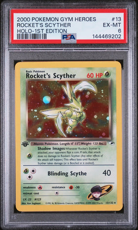 2000 Pokemon Gym Heroes Rocket's Scyther Holo-1st Edition PSA 6 13/132