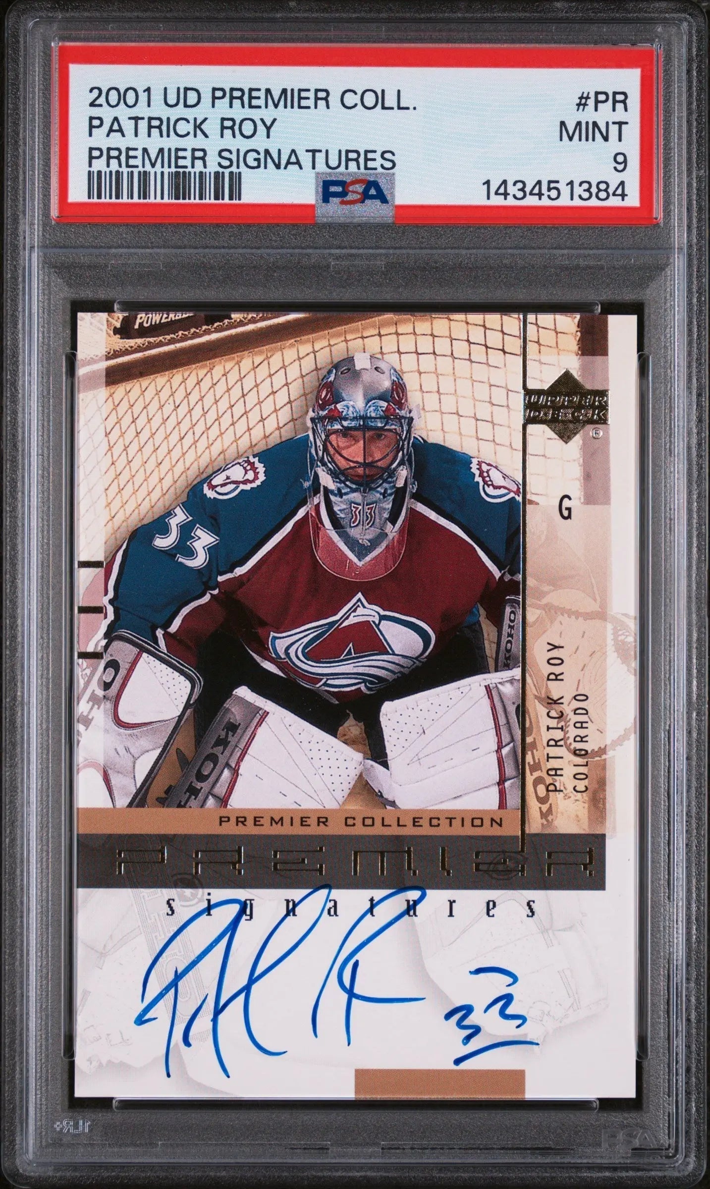 2001 Upper Deck Premier Collection Premier Signature Autograph Patrick Roy PSA 9