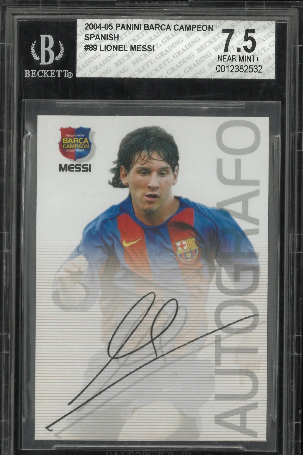 2004 Panini Mega Cracks Barca Campeon Spanish Lionel Messi RC Rookie #89 BGS 7.5