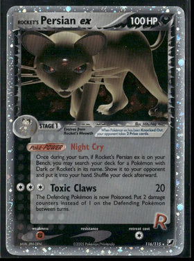 2005 Pokemon EX Unseen Forces Secret Rare Rocket's Persian ex 116/115