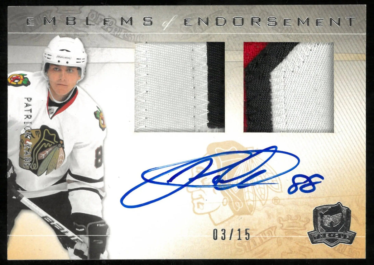 2009-10 Upper Deck The Cup Emblems Of Endorsement Dual Patch Auto Patrick Kane /15