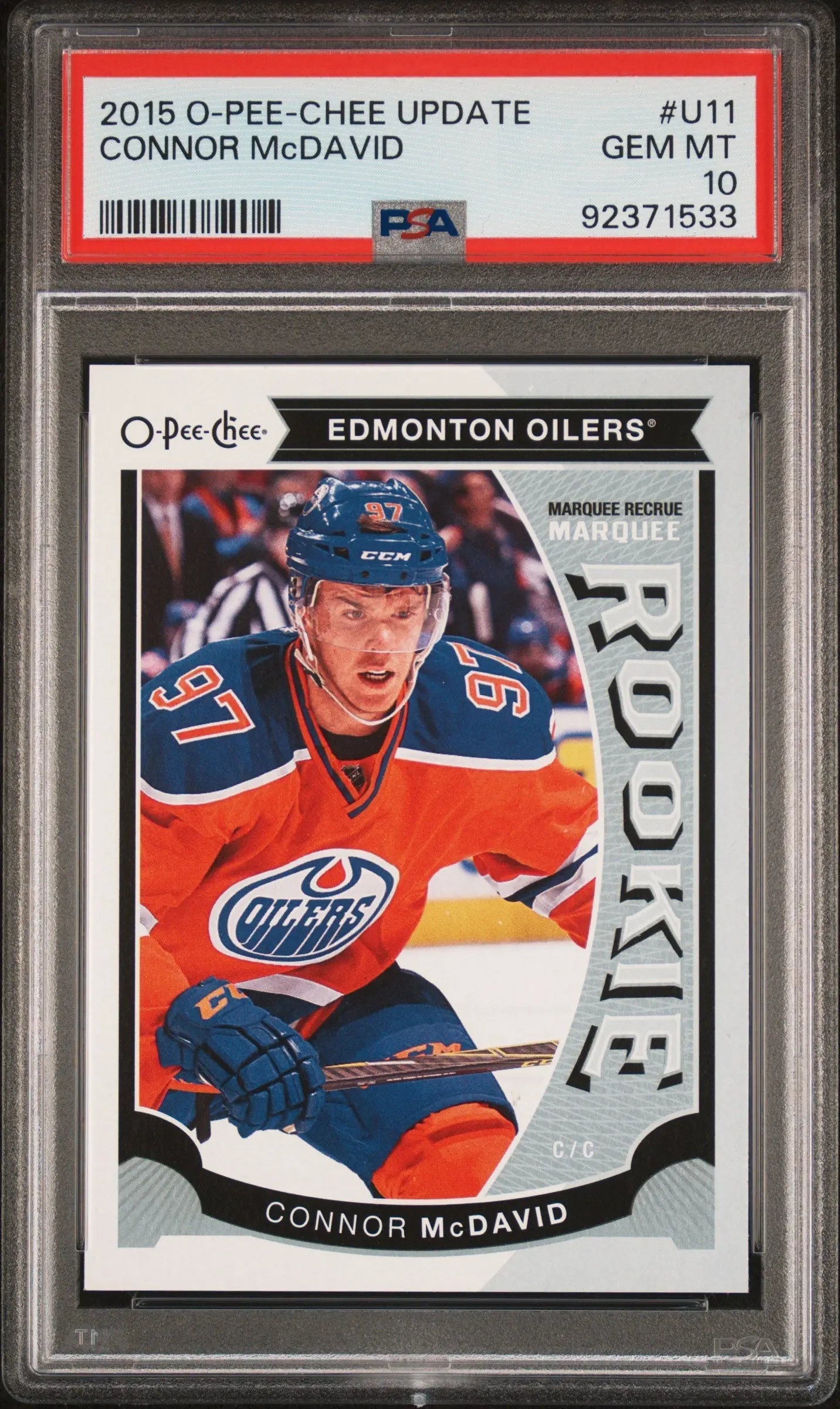 2015-16 O-Pee-Chee OPC Update Connor McDavid RC Rookie PSA 10