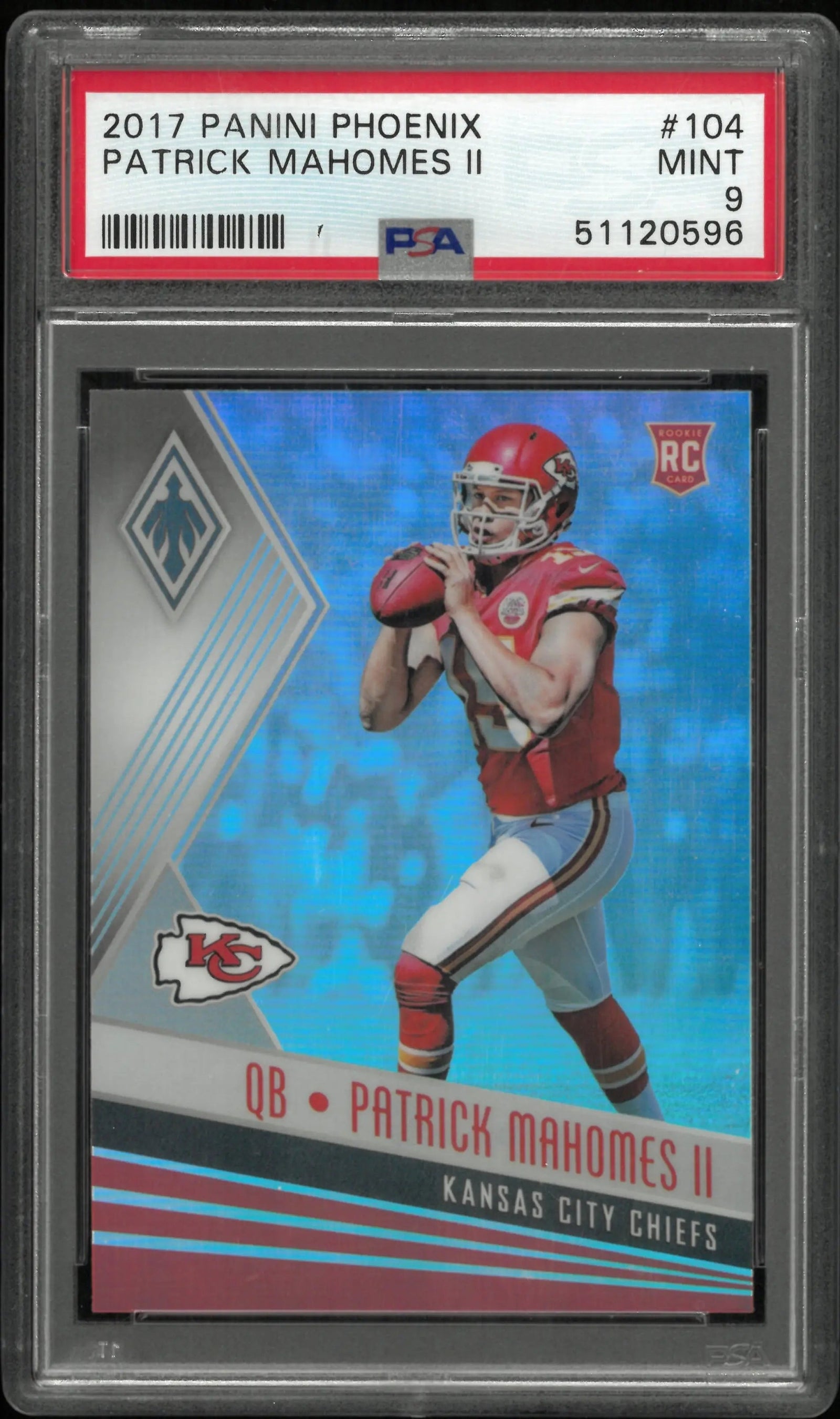 2017 Panini Phoenix Football Patrick Mahomes II RC Rookie #104 PSA 9