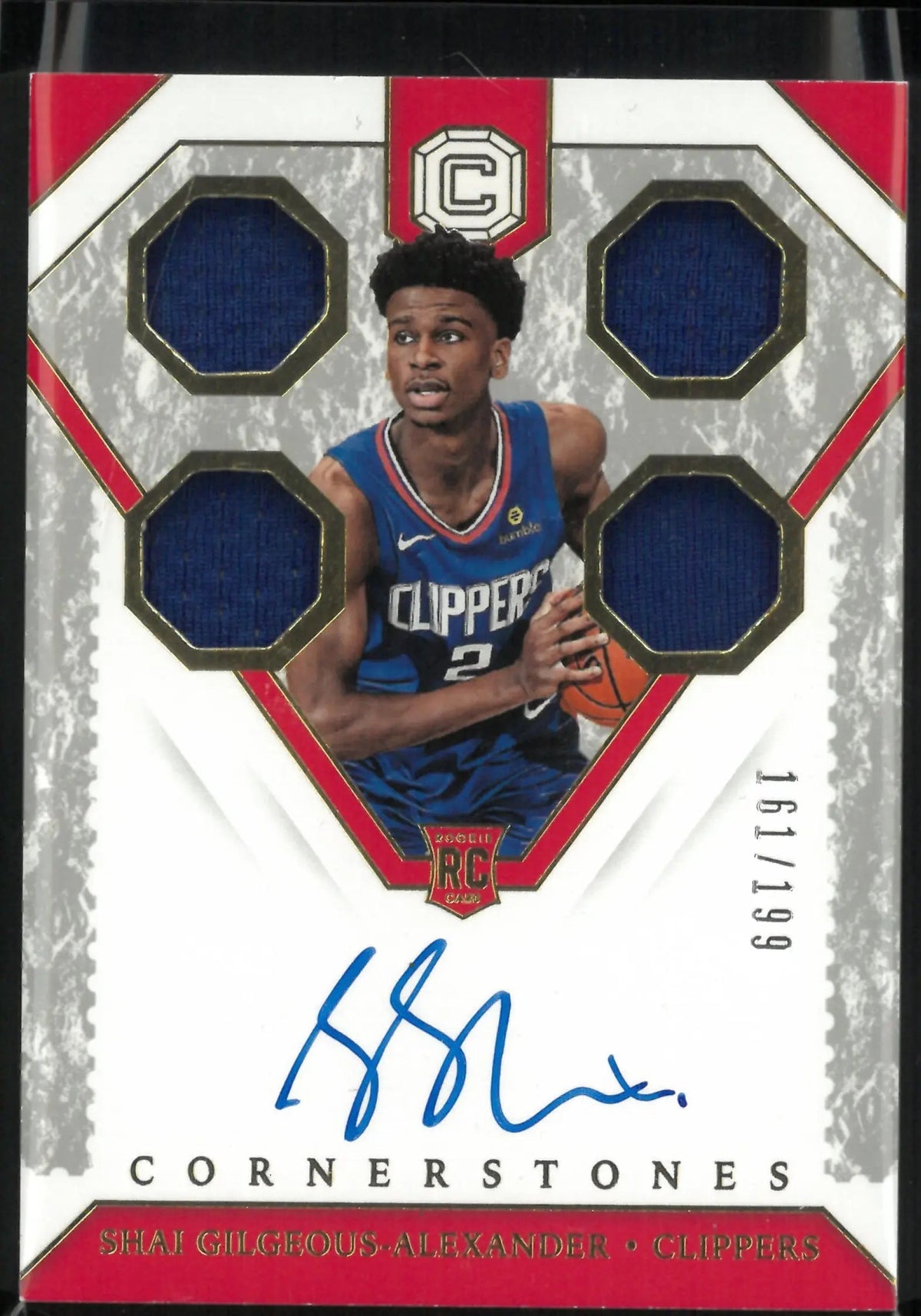 2018-19 Panini Cornerstones RC Shai Gilgeous-Alexander Quad Patch Auto /199