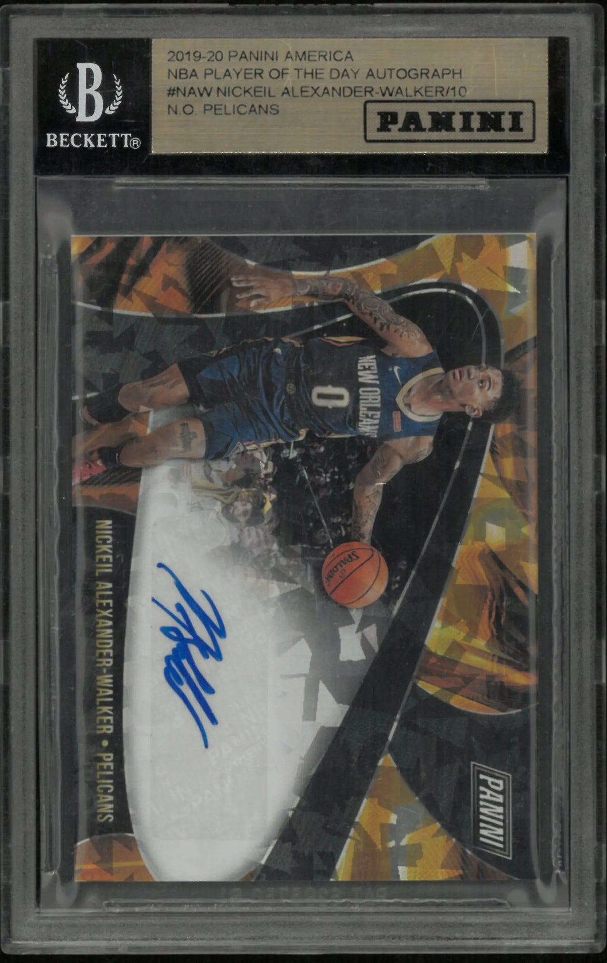 2019-20 Panini Player Of The Day Orange Cracked Ice Auto Nickeil Alexander-Walker /10