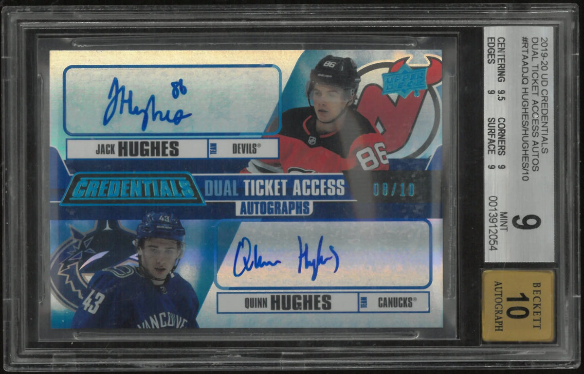 2019 UD Credentials Dual Ticket Access Auto Q. Hughes J. Hughes BGS 9 /10