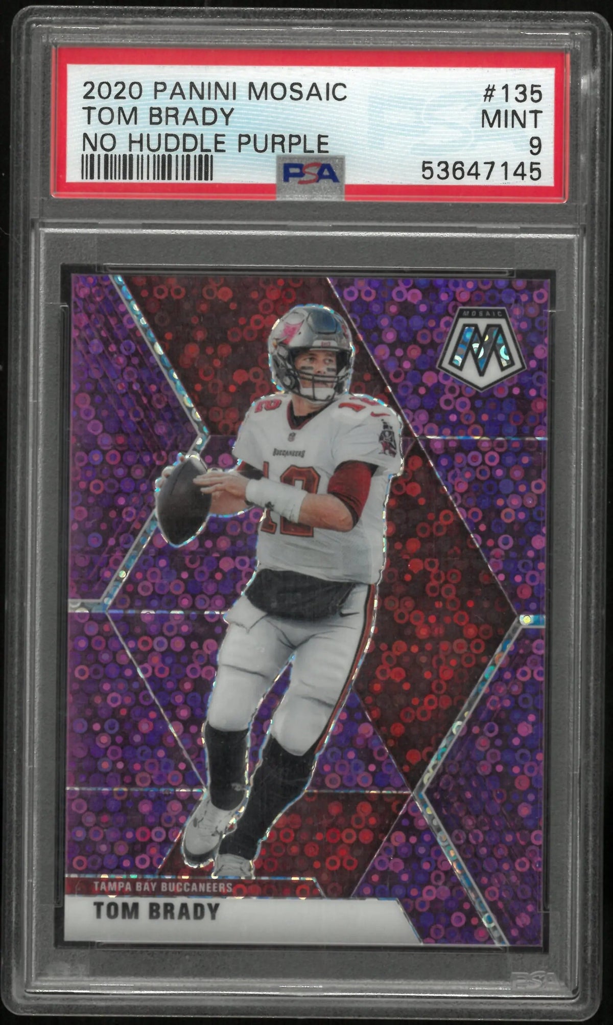 2020 Mosaic Football Tom Brady No Huddle Purple PSA 9 /50