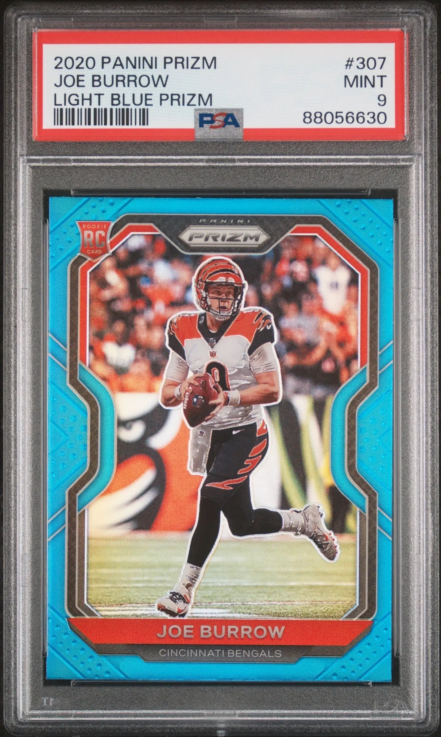 2020 Panini Prizm Football Joe Burrow RC Rookie Light Blue PSA 9